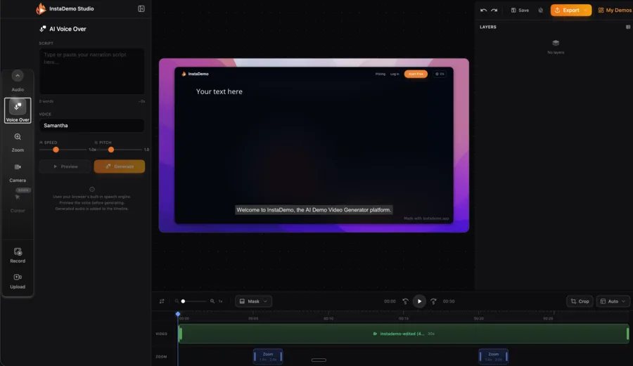 InstaDemo Studio background customization